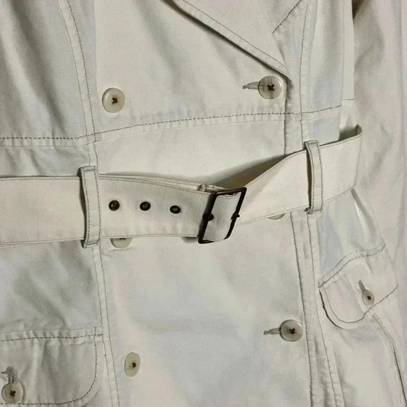 Free People Womens Double Breasted Belted trench White Cotton Size 10 - Picture 6 of 7